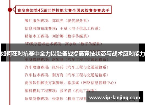 如何在对抗赛中全力以赴备战提高竞技状态与战术应对能力